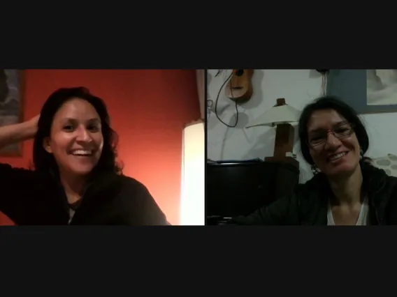 Carmen Mestizo and Liliana Toledo-Guzmán on a Zoom call.