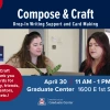 Promotional graphic advertising the Compose & Craft event happening on April 30, 2025. 